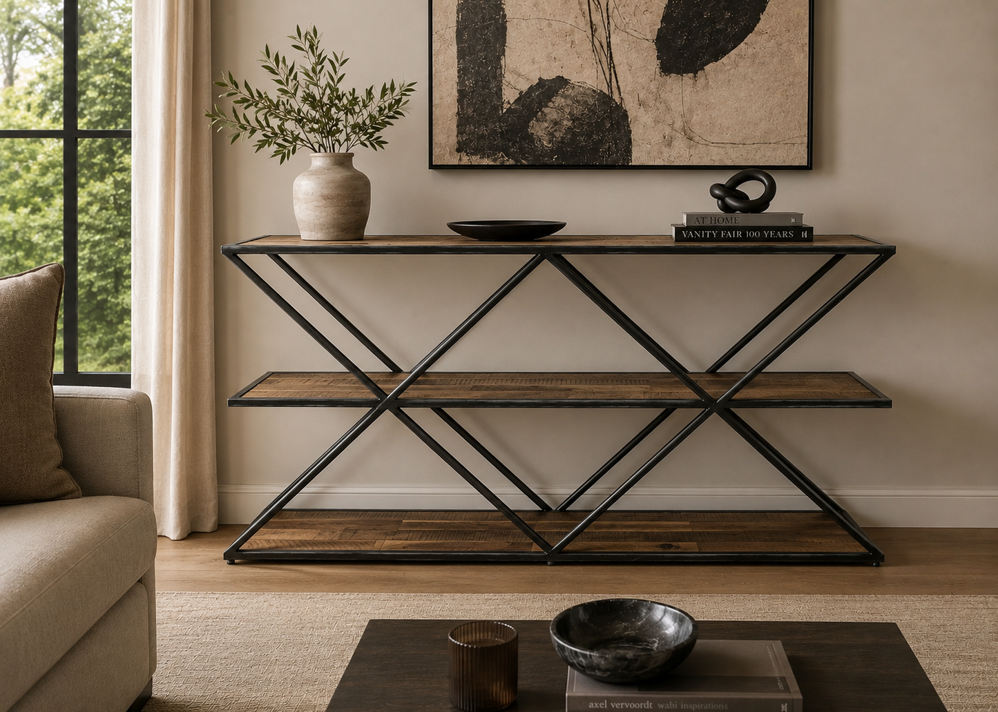 Vintage 2-Tier Console Table