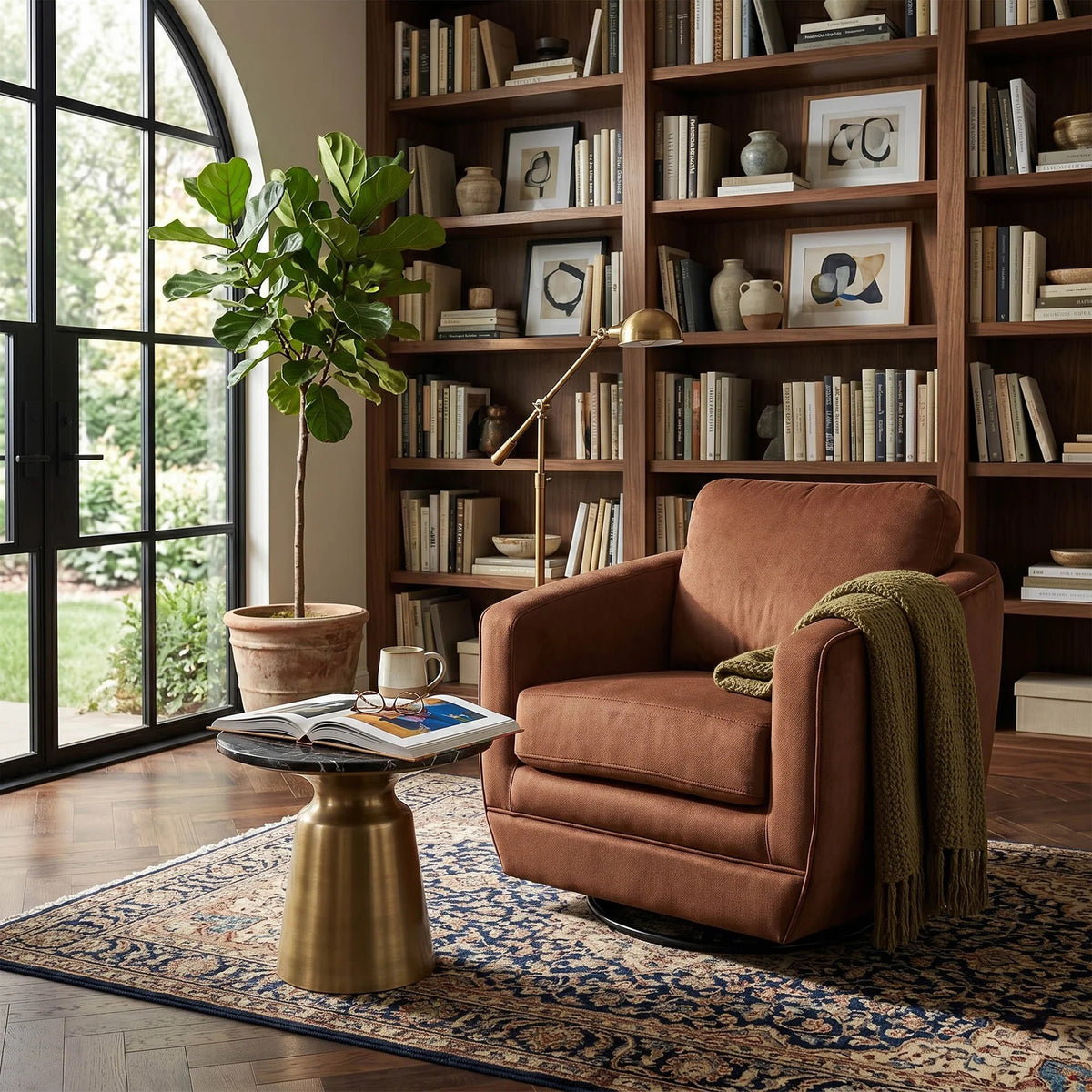 Baltimo Club Swivel Glider Chair - Ash Brown